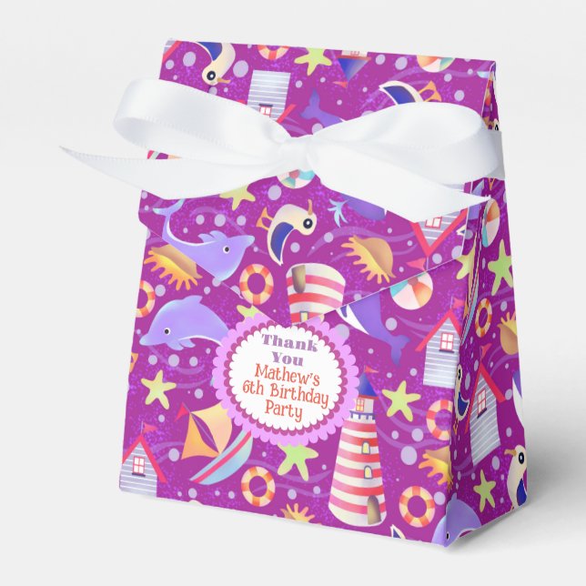 Caja Para Regalos Fun Beach Magenta Favor Box (Front Side)