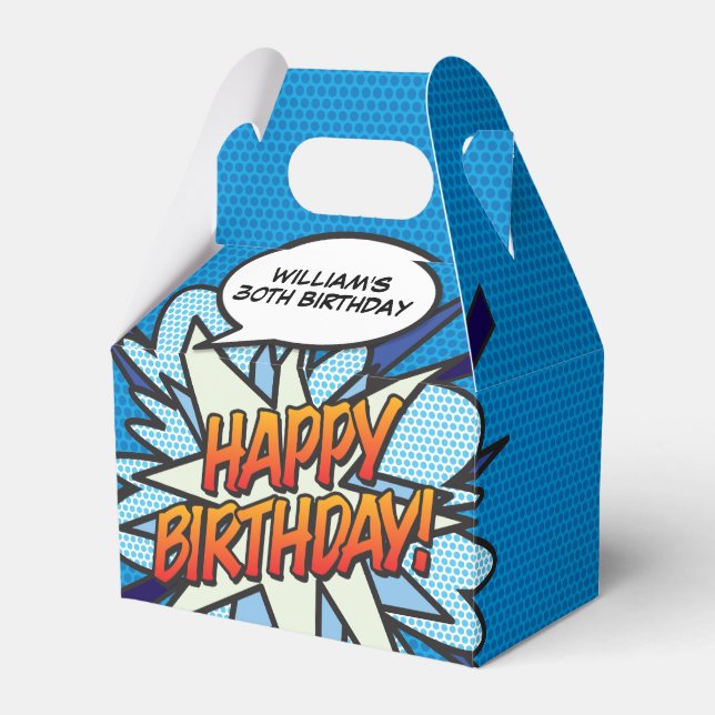 Caja Para Regalos Fun Blue Modern Trendy Comic Book Any Age Birday (Front Side)
