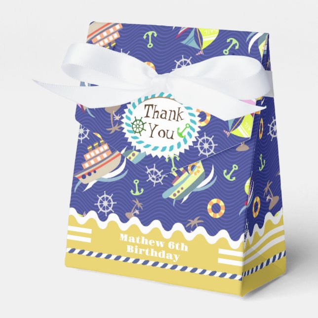 Caja Para Regalos Fun Boats Blue Favor Box (Front Side)