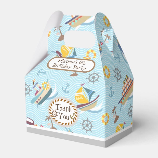 Caja Para Regalos Fun Boats Blue Favor Box (Front Side)
