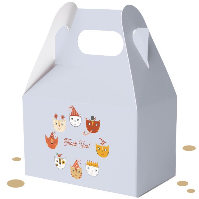 Caja Para Regalos Fun Fiesta Cat Gracias (Fun party cat favor box)