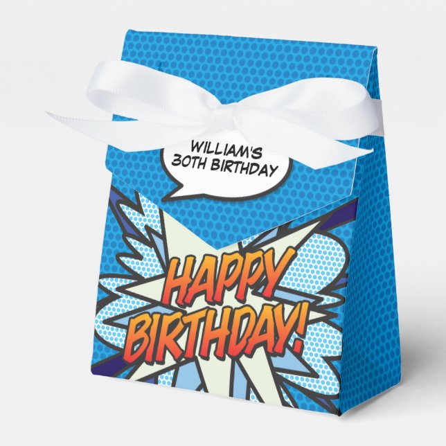 Caja Para Regalos Fun Guay Blue Modern Comic Book Any Age Birday (Front Side)