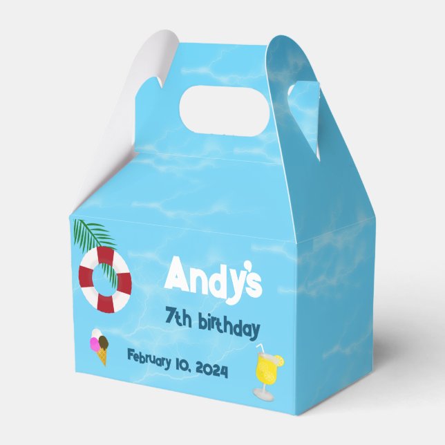 Caja Para Regalos Fun Pool Birthday Party Favorito Box (Front Side)