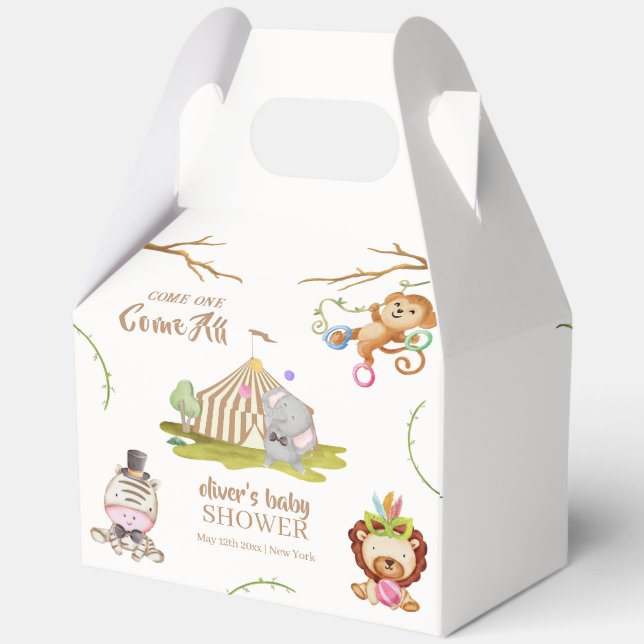 Caja Para Regalos Fun Woodland Safari Animal Circus Baby Shower (Reverso )