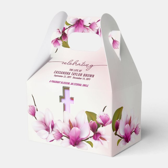 Caja Para Regalos Funeral floral rosa de Magnolia (Front Side)