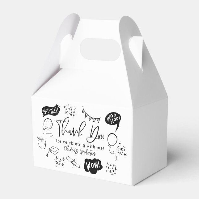 Caja Para Regalos Funky Doodle Graduation Party White (Front Side)