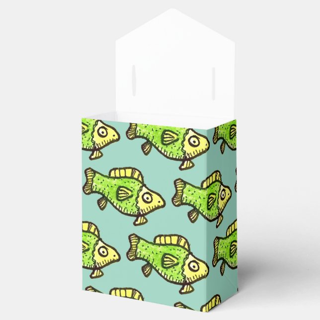 Caja Para Regalos Funny Cartoon Green Fish Drawing Favor Boxes (Abierto)