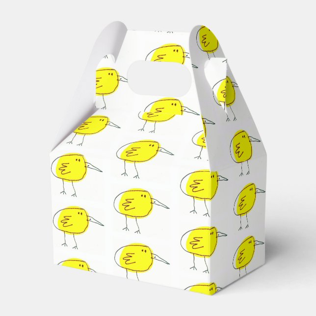 Caja Para Regalos Funny Yellow Cartoon Birds Doodle Drawing  (Front Side)