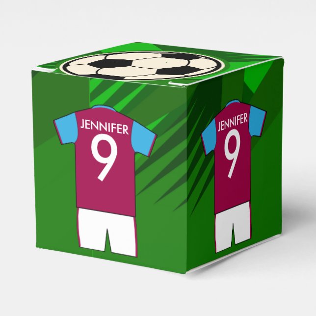 Caja Para Regalos Fútbol personalizado Jersey Claret y Azul (Costado Anverso)