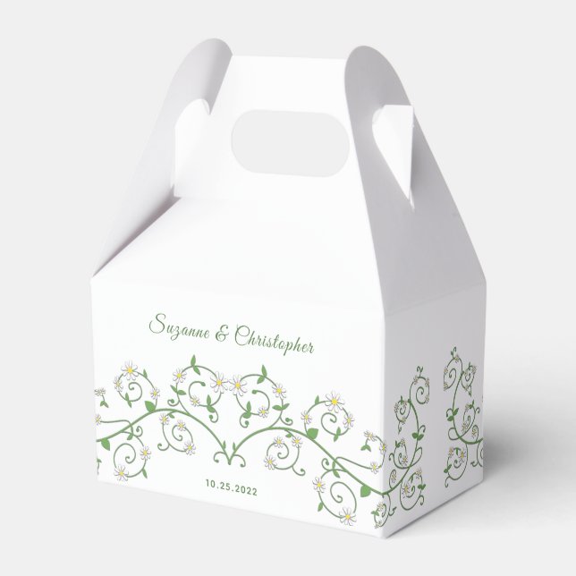 Caja Para Regalos Gable cardíaco floral floral blanco personalizado (Front Side)