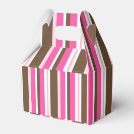 Caja Para Regalos Gable Favor Box Brown & Pink Stripe