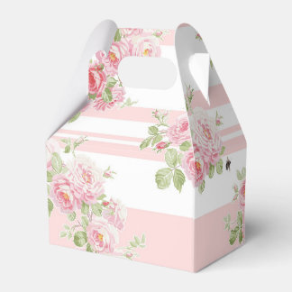 Caja Para Regalos Gable Favor Box franjas y rosas rosas