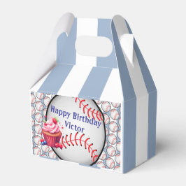 Caja Para Regalos Gable Favor Box Stripe Blue and White Baseball