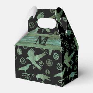 Caja Para Regalos Gable monograma de vérdigris de vapor y cuerdas