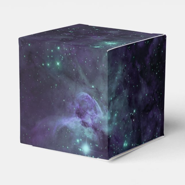 Caja Para Regalos Galaxia Estrellas Espacio Patrón Neón Verde (Reverso Costado)