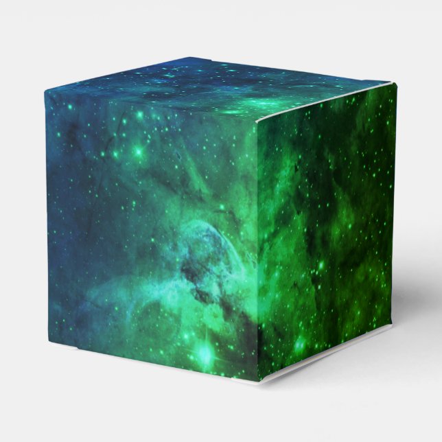 Caja Para Regalos Galaxia Estrellas Espacio Patrón Neón Verde (Reverso Costado)