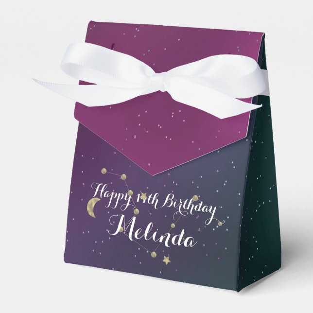 Caja Para Regalos Galaxy Birthday Party Purple Blue Sky Stars (Front Side)