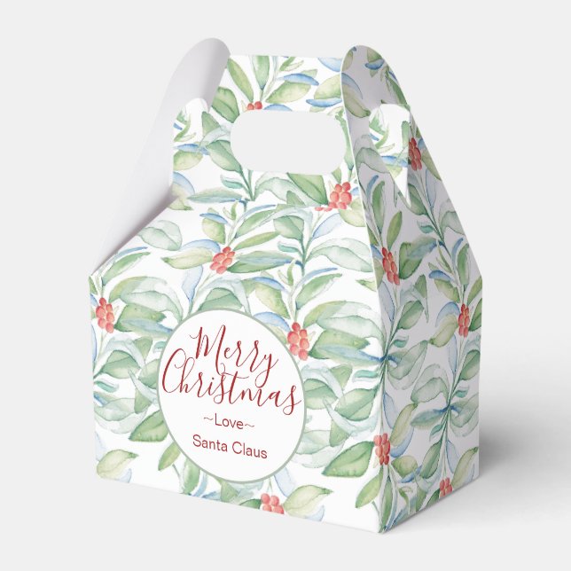 Caja Para Regalos Galleta de Vegetación Navideña en Acuarela (Front Side)