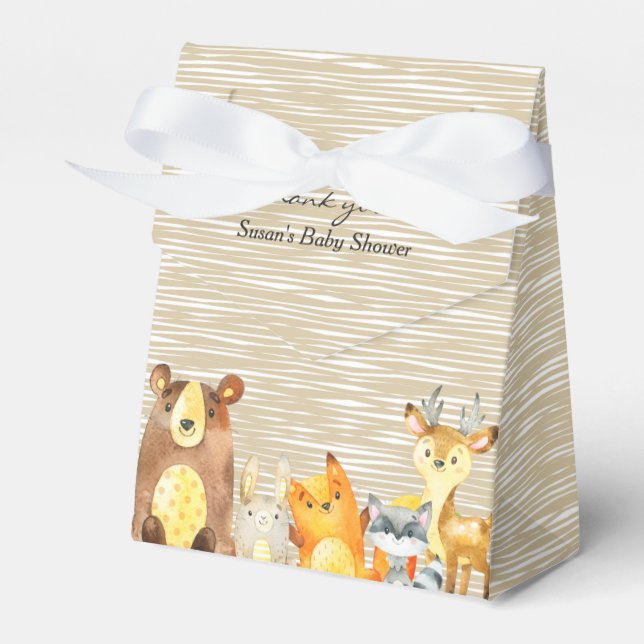 Caja Para Regalos Ganancias de Woodland Baby Shower Favor (Front Side)