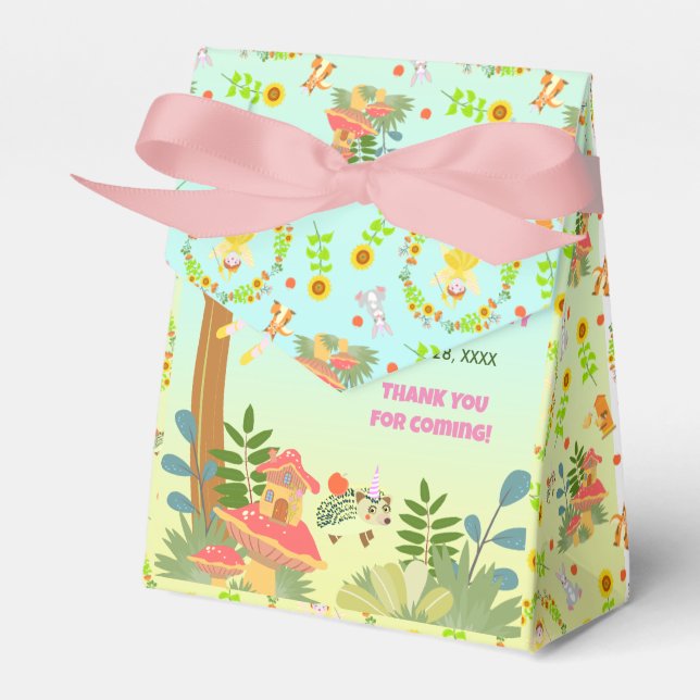 Caja Para Regalos Garden Fairy con amigos mascotas Birthday Party (Front Side)