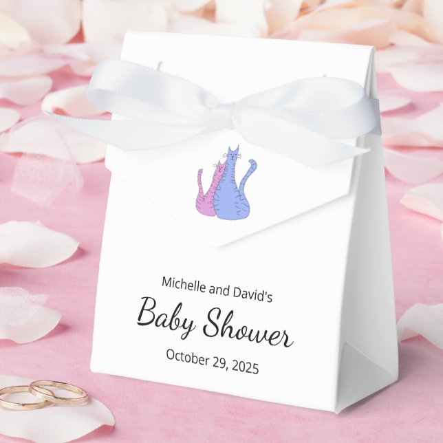 Caja Para Regalos Gato Baby Shower lindo gemelos azul rosado (Boda)