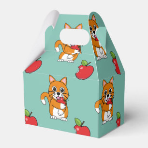 Caja Para Regalos Gato blanco Naranja lindo comiendo Personalizado d