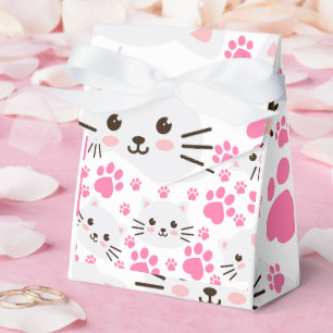 Caja Para Regalos Gato blanco y papa rosa