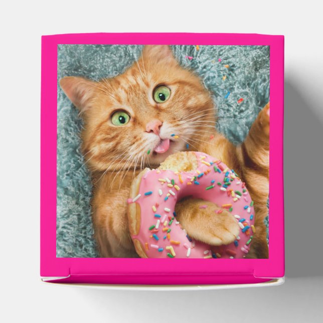Caja Para Regalos Gato comiendo donut (Parte superior)