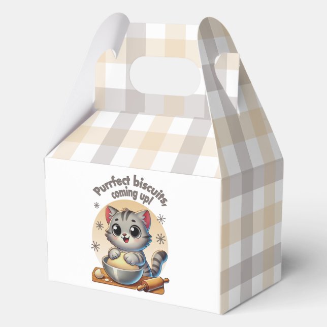 Caja Para Regalos Gato de rodillas "Procure galletas, venga" (Anverso)