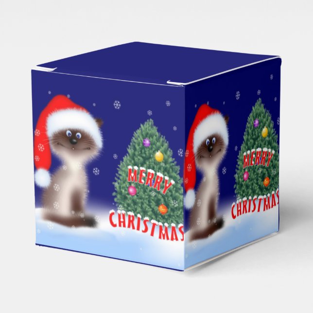 Caja Para Regalos Gato en Santa Hat (Costado Anverso)