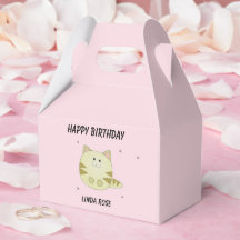 Gato marrón lindo patrón rosa feliz cumpleaños