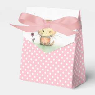 Caja Para Regalos Gato naranja lindo arte de gato con lunares rosado