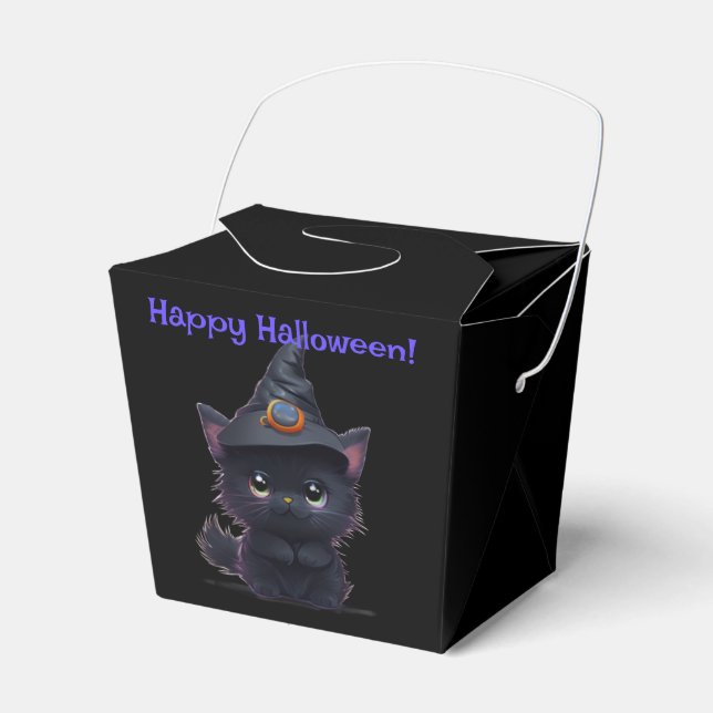 Caja Para Regalos Gato negro chiflado de Halloween (Front Side)