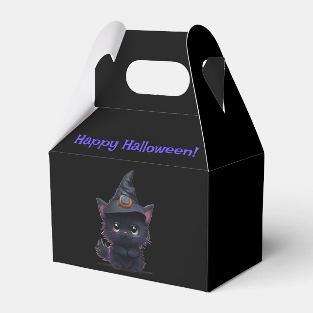 Caja Para Regalos Gato negro chiflado de Halloween (Front Side)