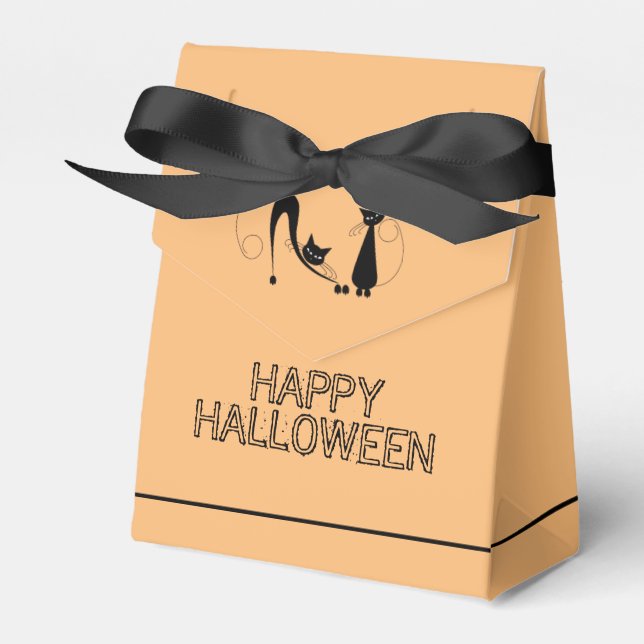 Caja Para Regalos Gato negro elegante, Halloween feliz (Front Side)