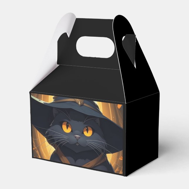 Caja Para Regalos Gato negro en un Gorra brujo (Front Side)