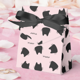Caja Para Regalos Gato Negro Lindo Patrón Rosa Meow Gatito