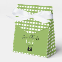Caja Para Regalos Gato romántico amante Boda Green Gingham
