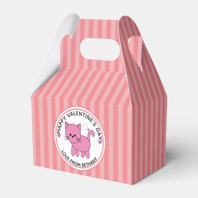 Caja Para Regalos Gato rosa Valentine (Reverso)