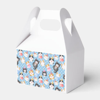 Caja Para Regalos Gatos de celebración con puntos de Polka Azul