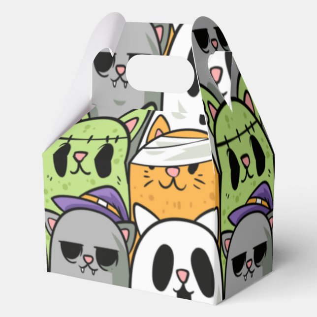 Caja Para Regalos Gatos de Halloween (Anverso)