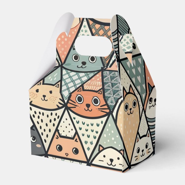 Caja Para Regalos Gatos En Conos (Reverso)