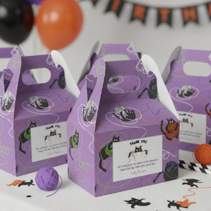 Caja Para Regalos Gatos negros y Yarn Halloween enmarañados a la per