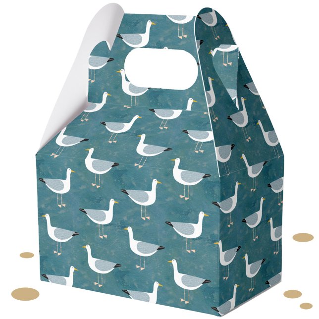 Caja Para Regalos Gaviotas náuticas (Seagull nautical coastal bird fun  gift party favor box)