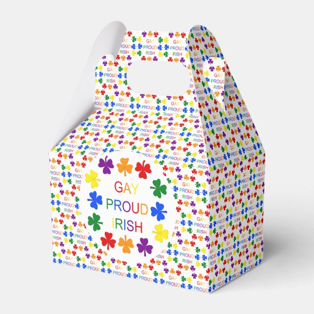 Caja Para Regalos Gay Proud Irlandés LGBT Rainbow Shamrock (Front Side)