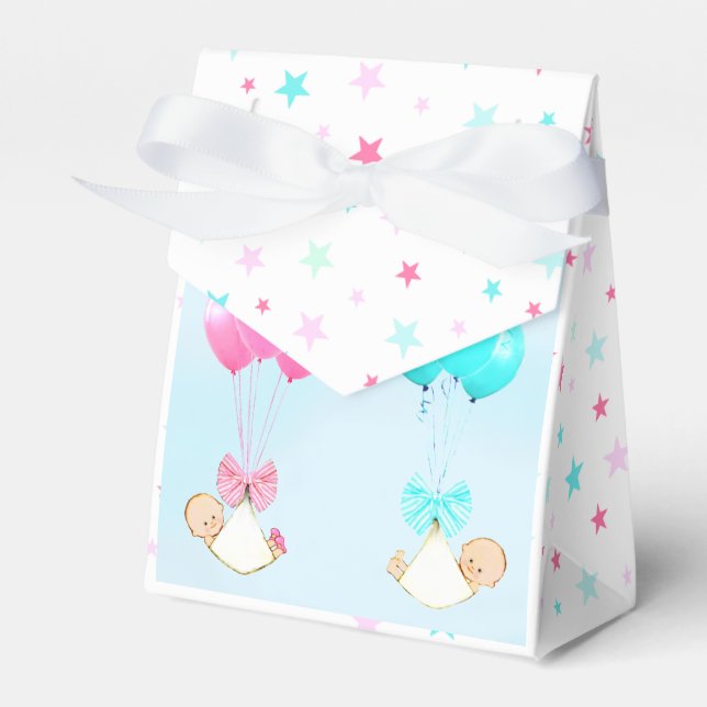 Caja Para Regalos Gemelos Baby Shower (Front Side)