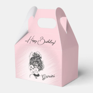 Caja Para Regalos Gemini Zodiac Pink Happy Birday Name