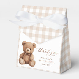 Caja Para Regalos Género Neutral Gingham Teddy Bear Baby Shower