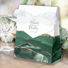 Caja Para Regalos Geoda de Ágata Moderna Esmeralda Verde Dorado