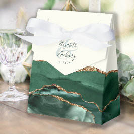 Caja Para Regalos Geoda de Ágata Moderna Esmeralda Verde Oro